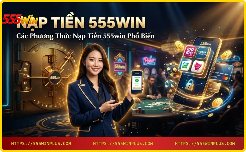 Các phương thức nạp tiền 555win: chuyển khoản ngân hàng, ví điện tử, thẻ cào