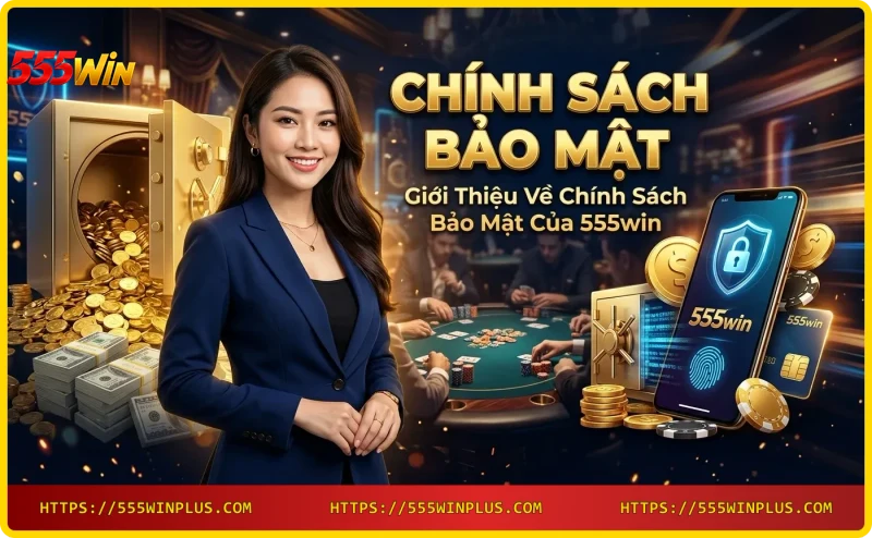 Giới thiệu chính sách bảo mật 555win với biểu tượng khóa kỹ thuật số